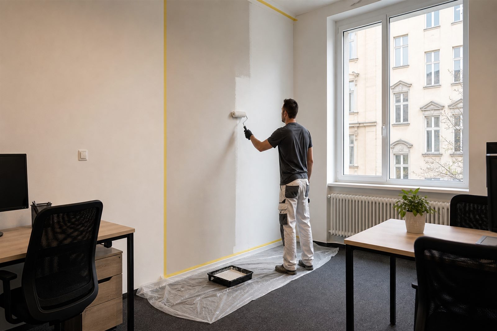 Budapest office wall touch-up before a representative visit